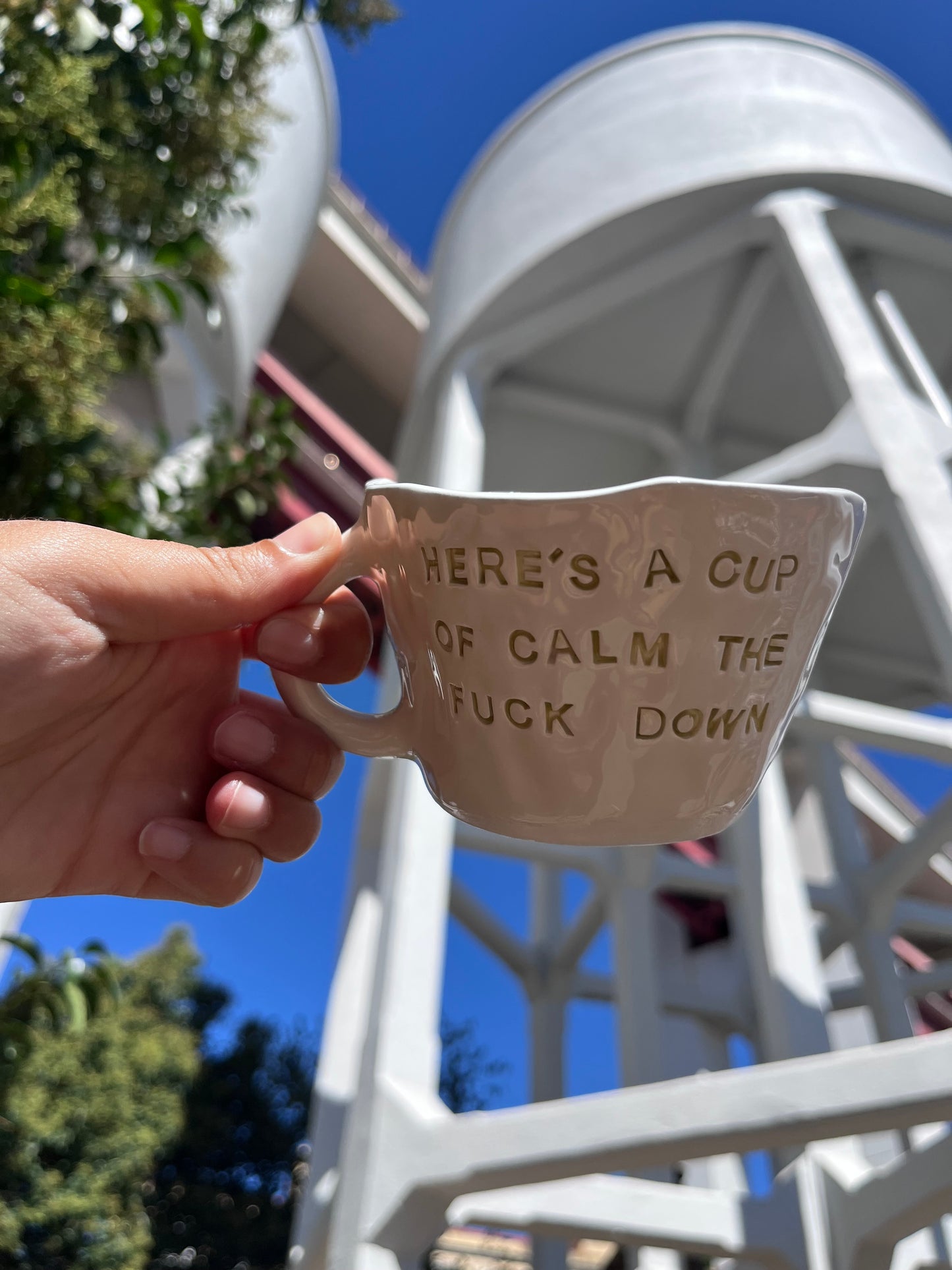 Mug “Here’s a cup of calm the fuck down”