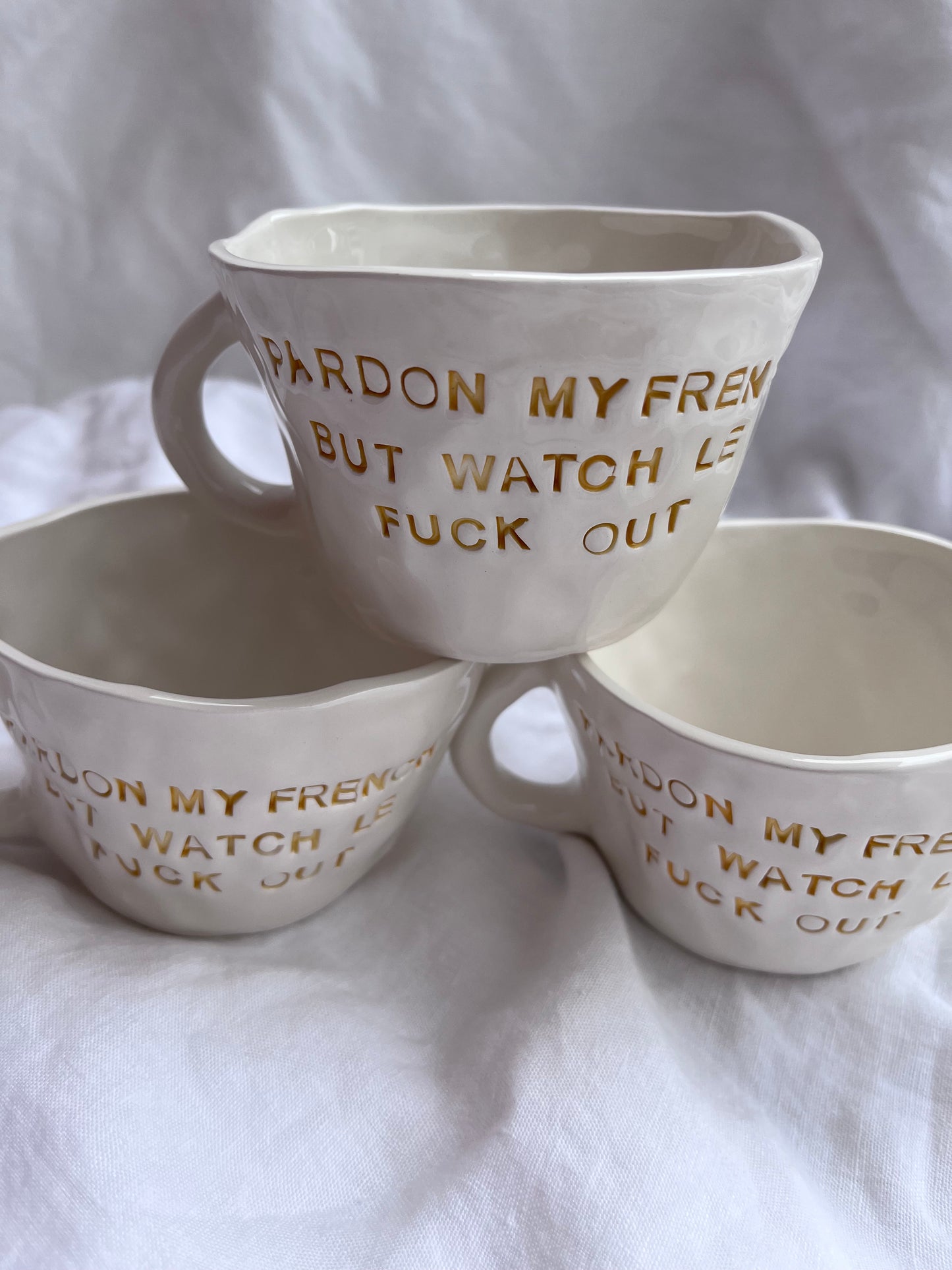 Mug “ Pardon my french, but watch le fuck out”