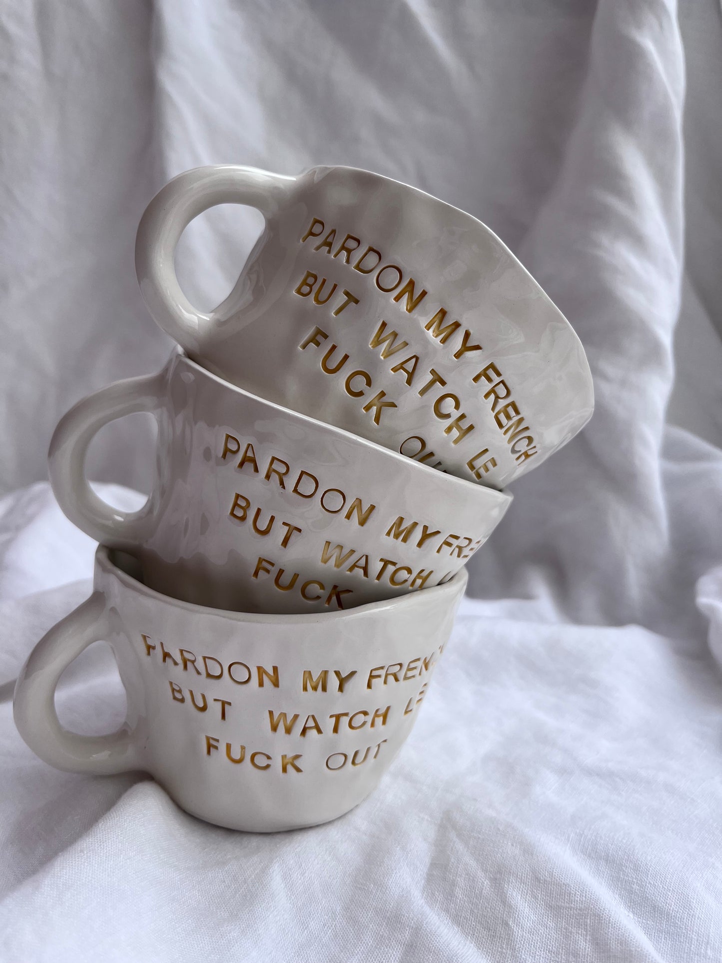 Mug “ Pardon my french, but watch le fuck out”