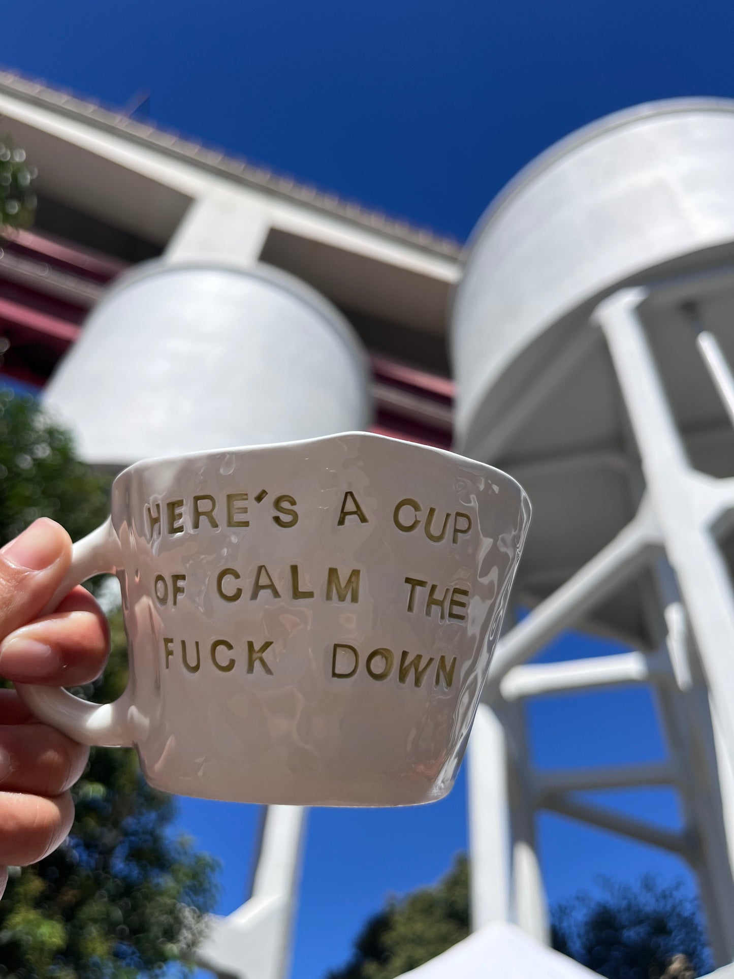 Mug “Here’s a cup of calm the fuck down”